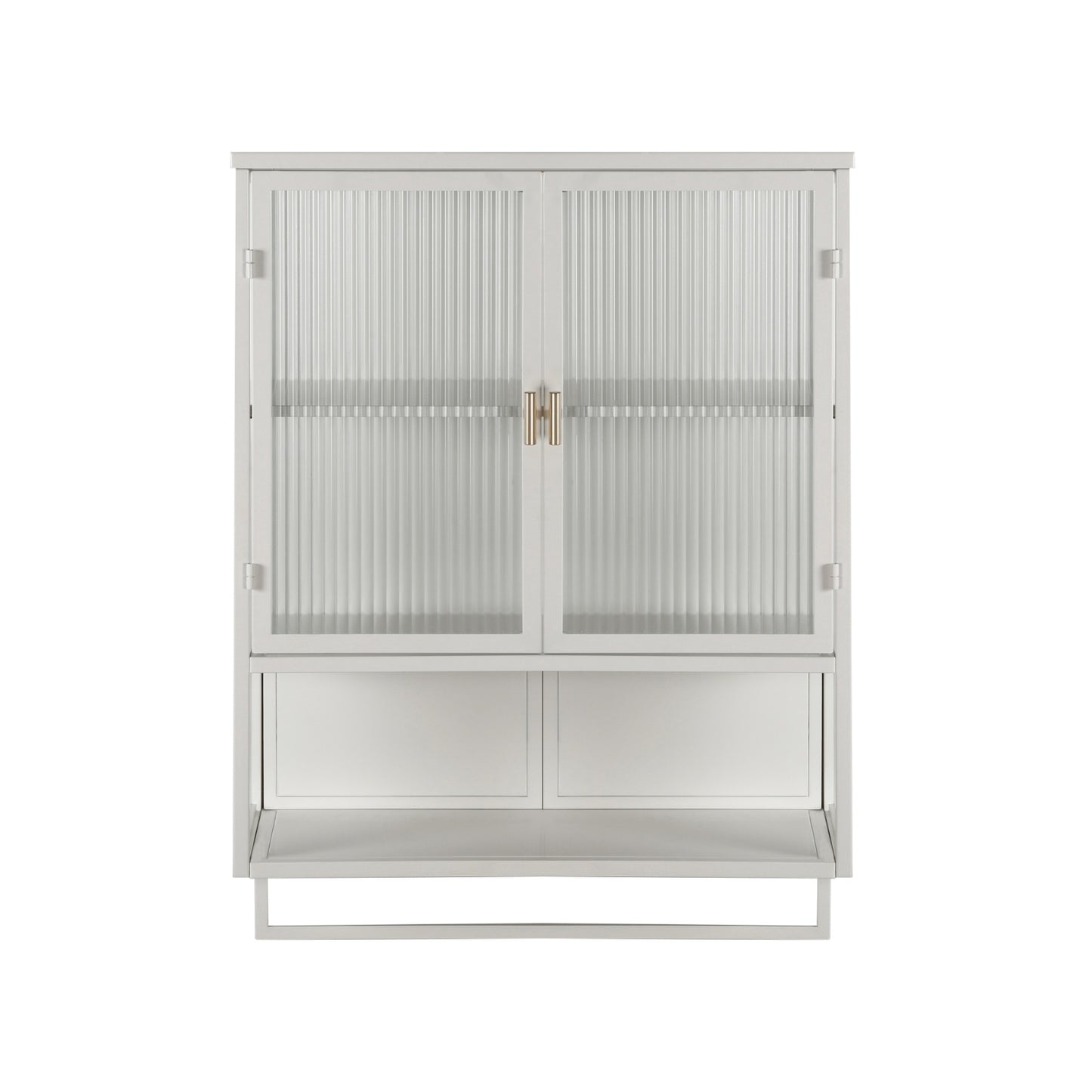 Modern Two-Door Wall Cabinet with Glass Doors and Open Shelf – Stylish & Functional