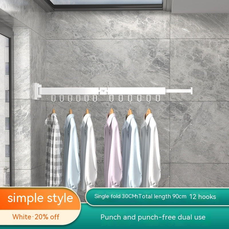 Balcony Wall-mounted Folding Clothes Hanger Indoor Invisible Telescopic Clothes Rail Drying Rack Quilt Fantastic