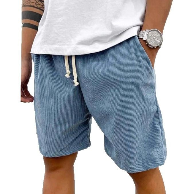 Men’s Corduroy Drawstring Casual Shorts
