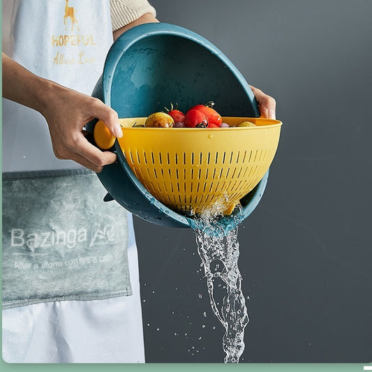 Double Layer Kitchen Vegetable Washing Drain Basket