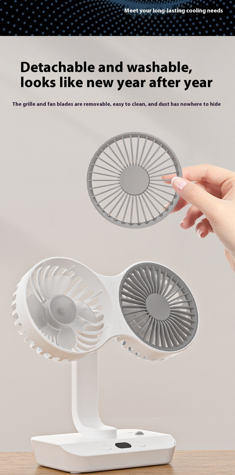 Ondaum Multi-Functional Dual Head Ultra Endurance Small Fan