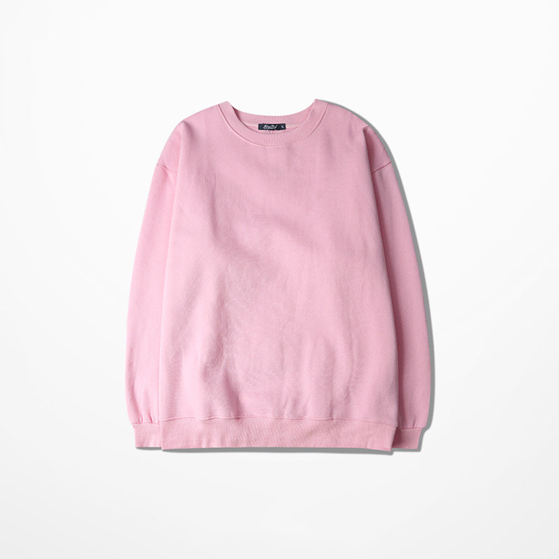 Seasonal Solid Color Plush Pullover Sweater – Loose Fit