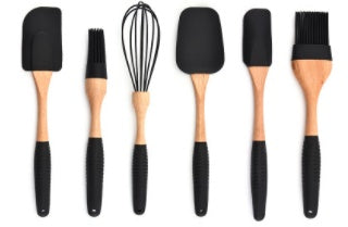 Silicone and Wooden Handle Kitchen Utensil Set