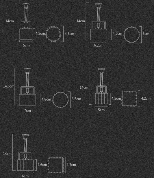 Hand Pressed Round Mooncake Mung Bean Cake Mold Set
