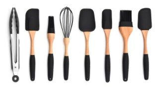 Silicone and Wooden Handle Kitchen Utensil Set