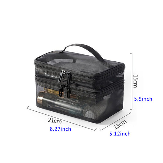 2pcs Double Layer Mesh Travel Cosmetic Storage Bags