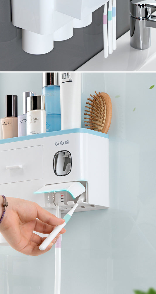 Punch-Free Magnetic Wall-Mounted Toothbrush Holder