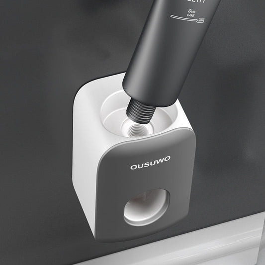 Wall-Mounted Toothpaste and Toothbrush Rack with Lazy Squeezer