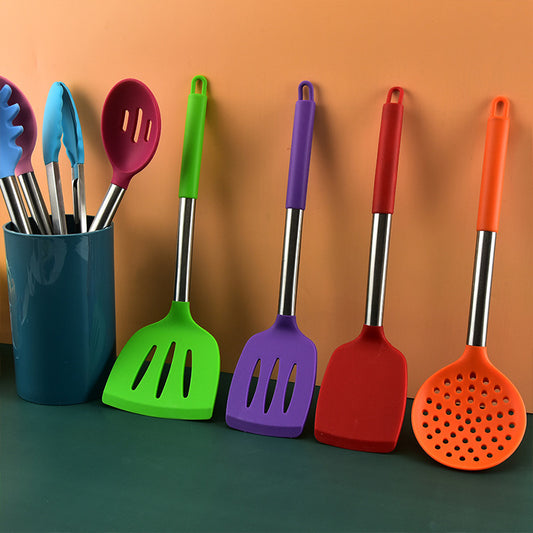 14-Piece Silicone Kitchen Utensil Set with Stainless Steel Core