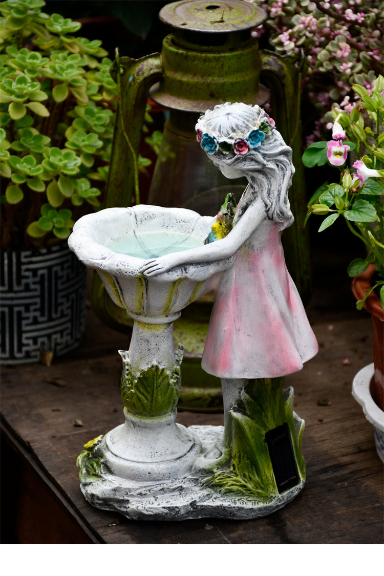 Solar Flower Fairy Resin Ornament – Outdoor Garden Angel Decoration