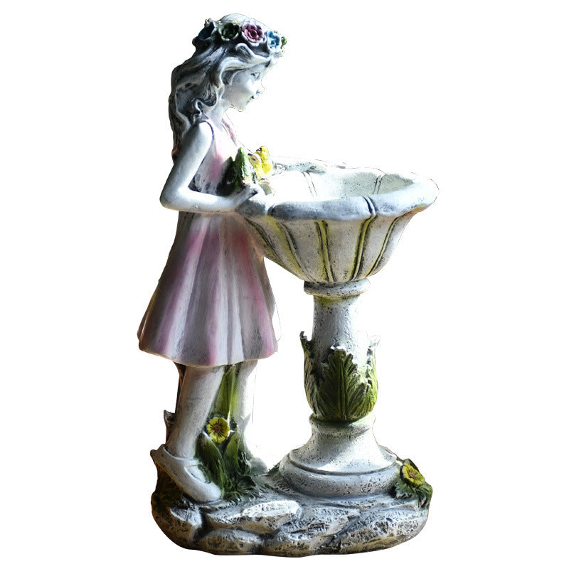 Solar Flower Fairy Resin Ornament – Outdoor Garden Angel Decoration