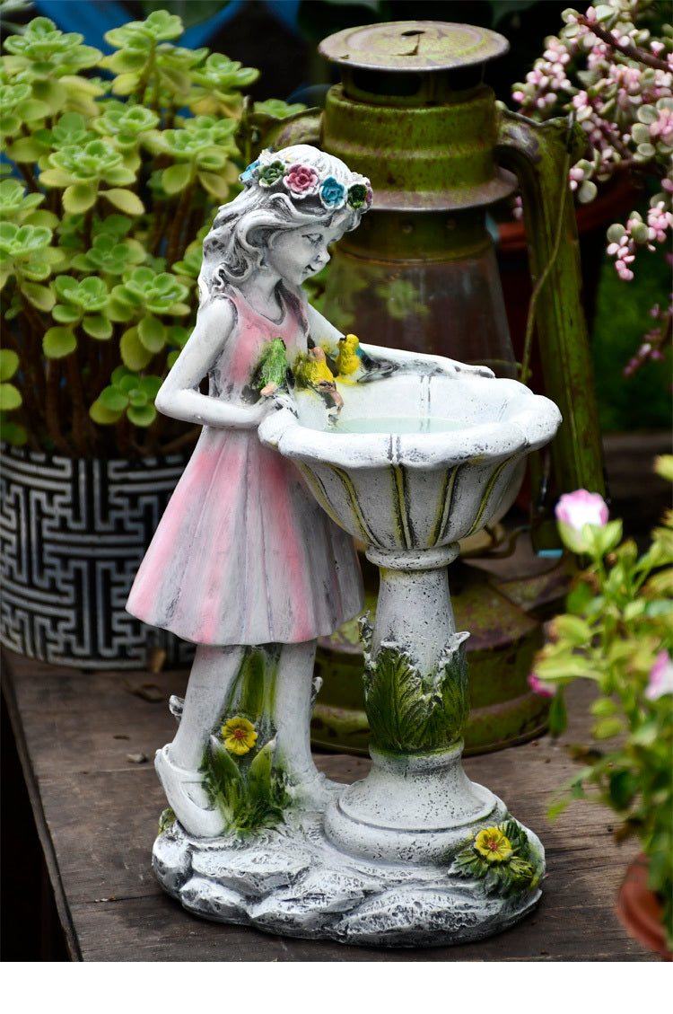 Solar Flower Fairy Resin Ornament – Outdoor Garden Angel Decoration