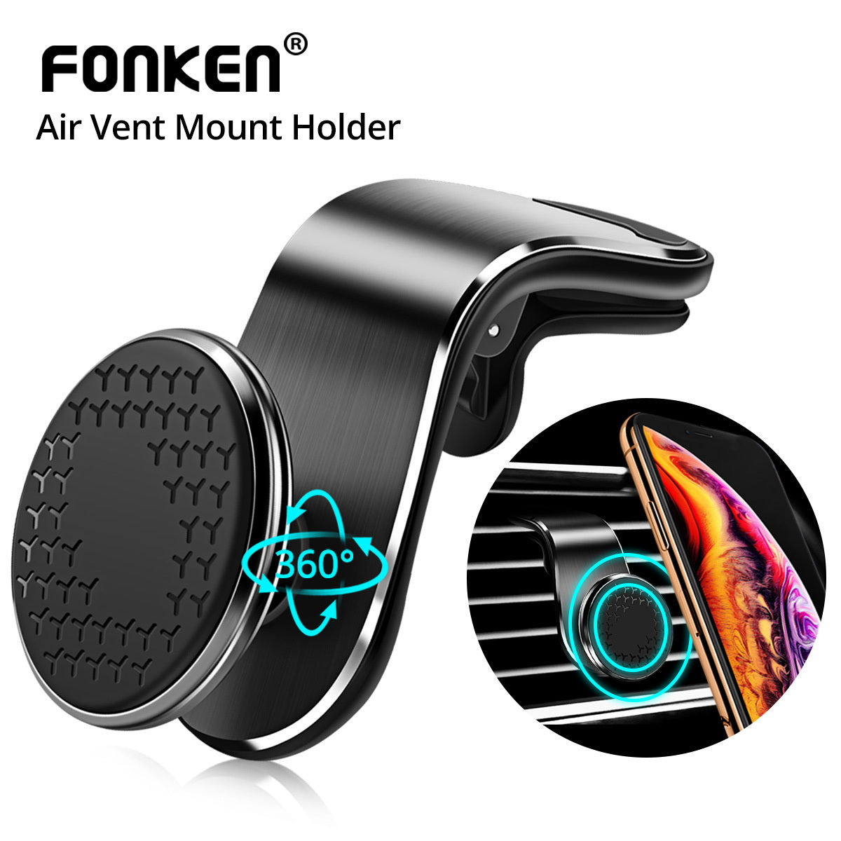 Magnetic Car Phone Holder with 360° Rotation