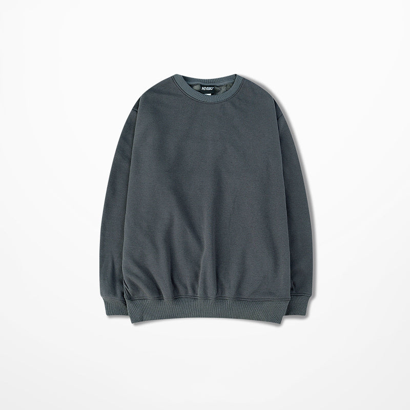 Seasonal Solid Color Plush Pullover Sweater – Loose Fit