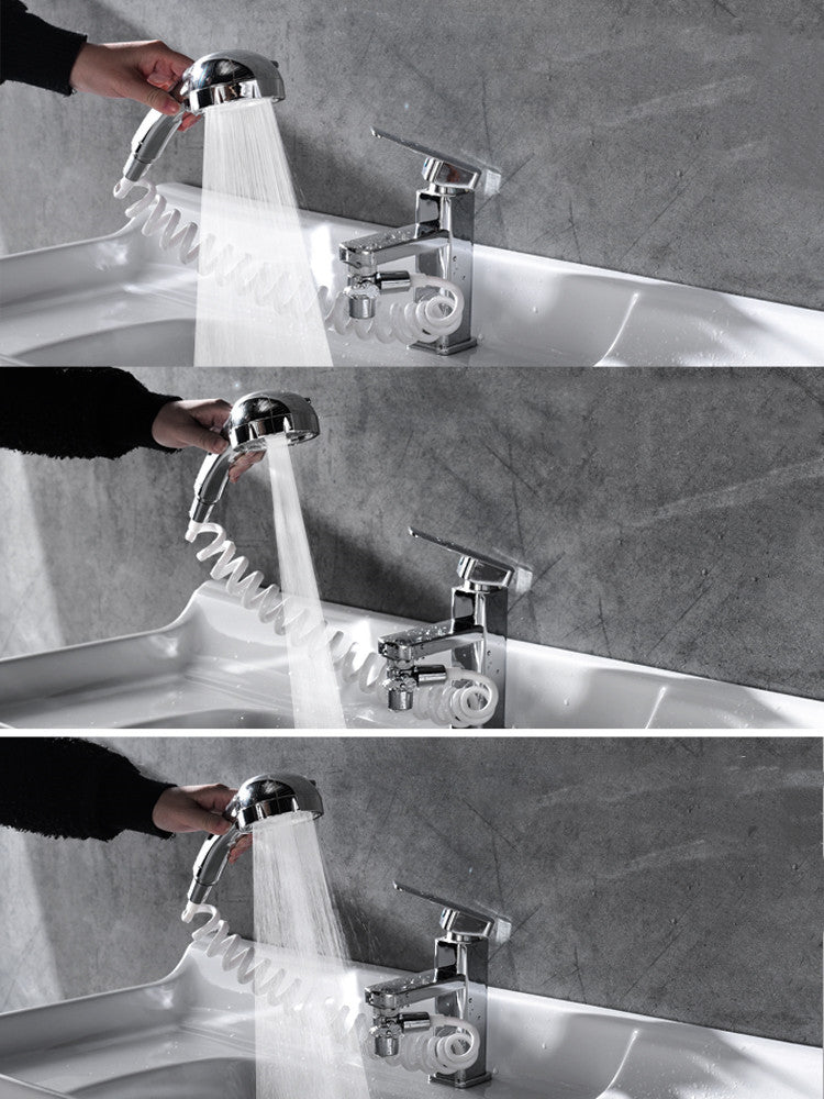 Wash basin faucet with external shampoo shower