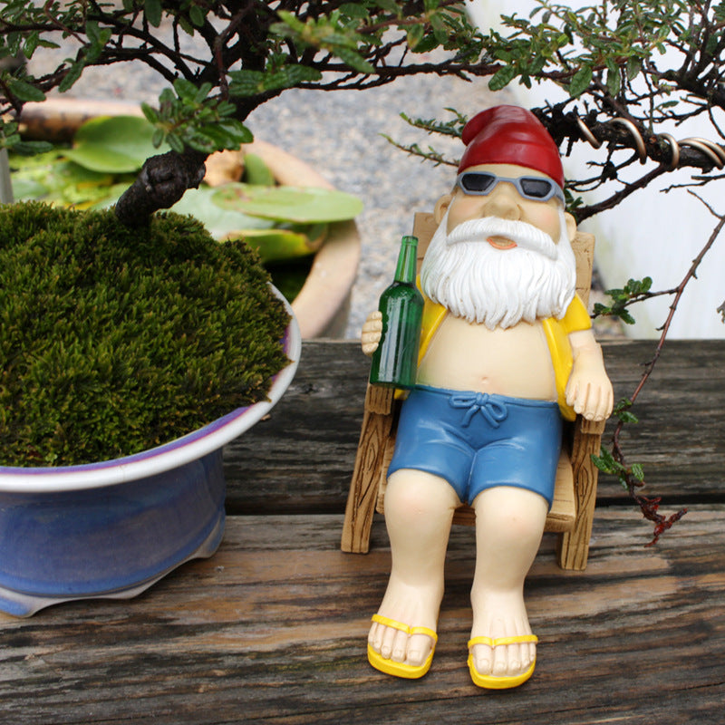 Resin Dwarf Recliner Garden Ornament