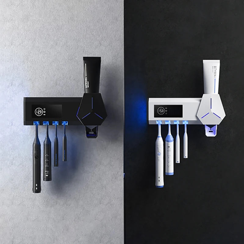 Multifunctional Toothbrush Disinfector Automatic Toothpaste Dispenser Squeezer Toothbrush Storage Rack Bathroom Accessories Set