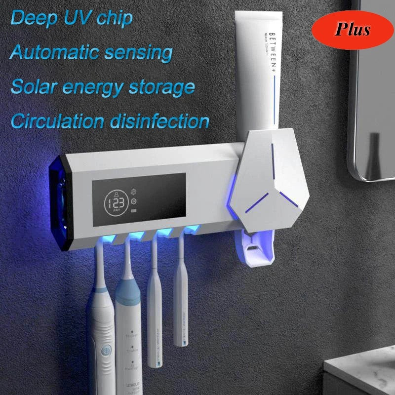 Multifunctional Toothbrush Disinfector Automatic Toothpaste Dispenser Squeezer Toothbrush Storage Rack Bathroom Accessories Set