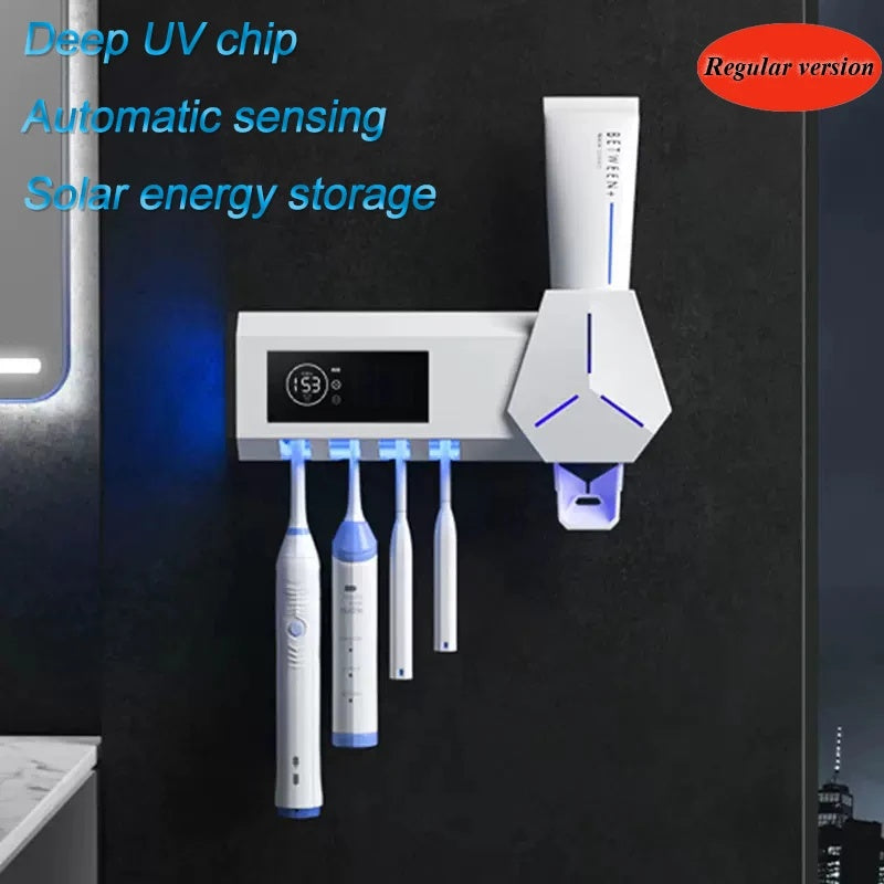 Multifunctional Toothbrush Disinfector Automatic Toothpaste Dispenser Squeezer Toothbrush Storage Rack Bathroom Accessories Set