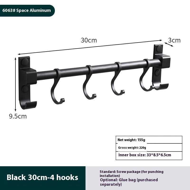 Door Punch-free Alumimum Hook Storage Rack