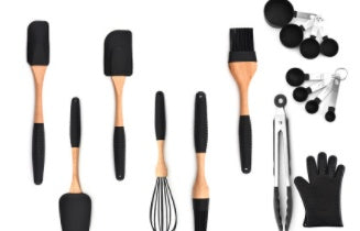 Silicone and Wooden Handle Kitchen Utensil Set