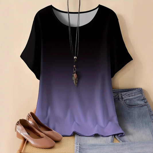 Casual Sports Loose Round Neck Short Sleeve T-Shirt