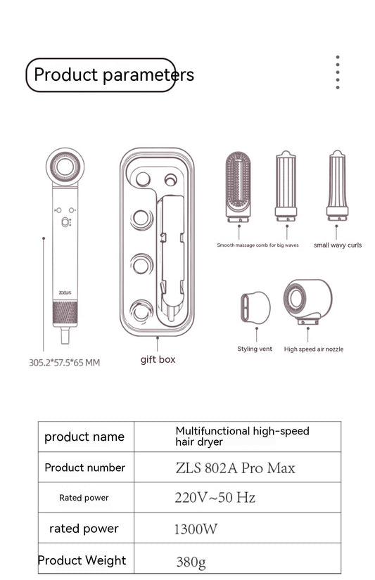 High-Speed Mute Hair Dryer – Strong Wind, Anion Care