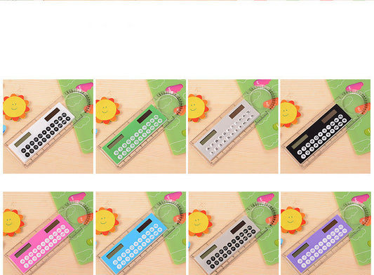 Solar-Powered Mini Calculator with Ruler – Ultra-Thin Multifunction