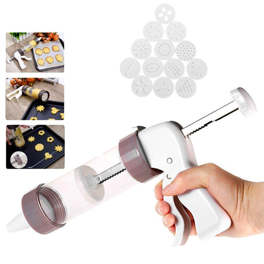 Cookie Press Gun Kit – 13 Discs & 6 Nozzles for Easy Biscuit Making