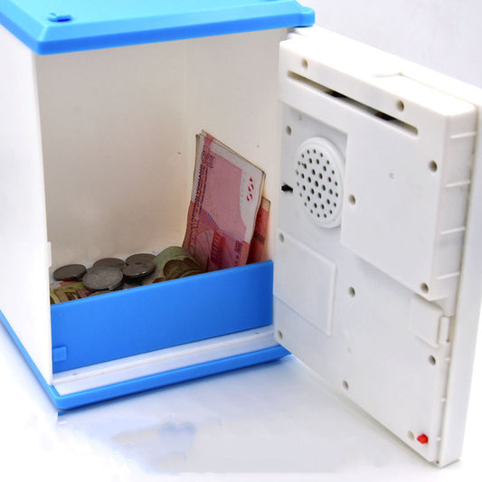 Fingerprint cipher box automatic roll up money bank
