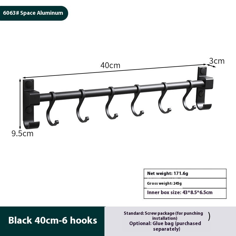 Door Punch-free Alumimum Hook Storage Rack