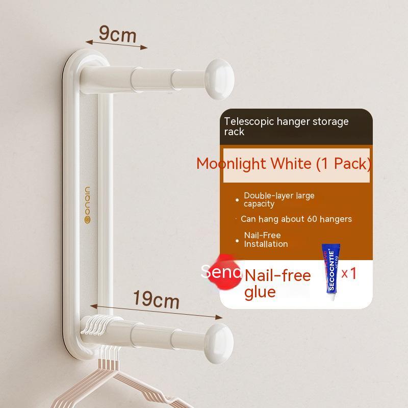 Retractable Hanger Storage Rack Punch-free