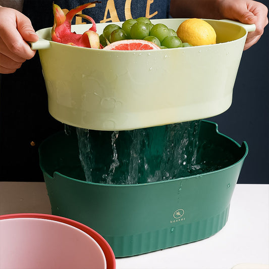 Large Double-Layer Plastic Kitchen Drain Basket