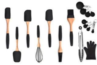 Silicone and Wooden Handle Kitchen Utensil Set