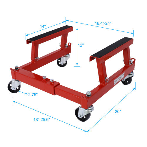 ATV Motorcycle Engine Cradle Dolly – 1500lbs Capacity, Red