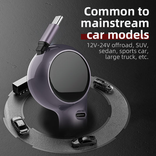 120W Super Fast Car Charger with Retractable Cable
