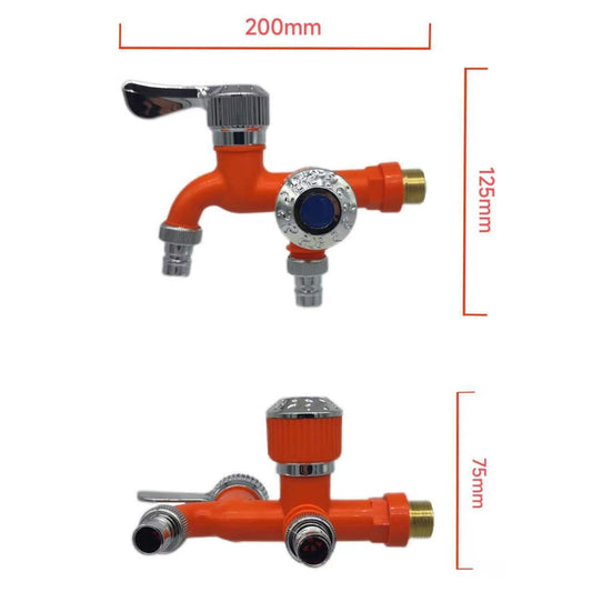 Dual-Outlet Washing Machine Faucet – Plastic Threaded Type