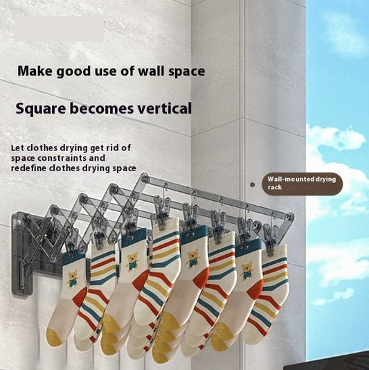 Suction Cup Socks Foldable Drying Punch Free Towel Rack