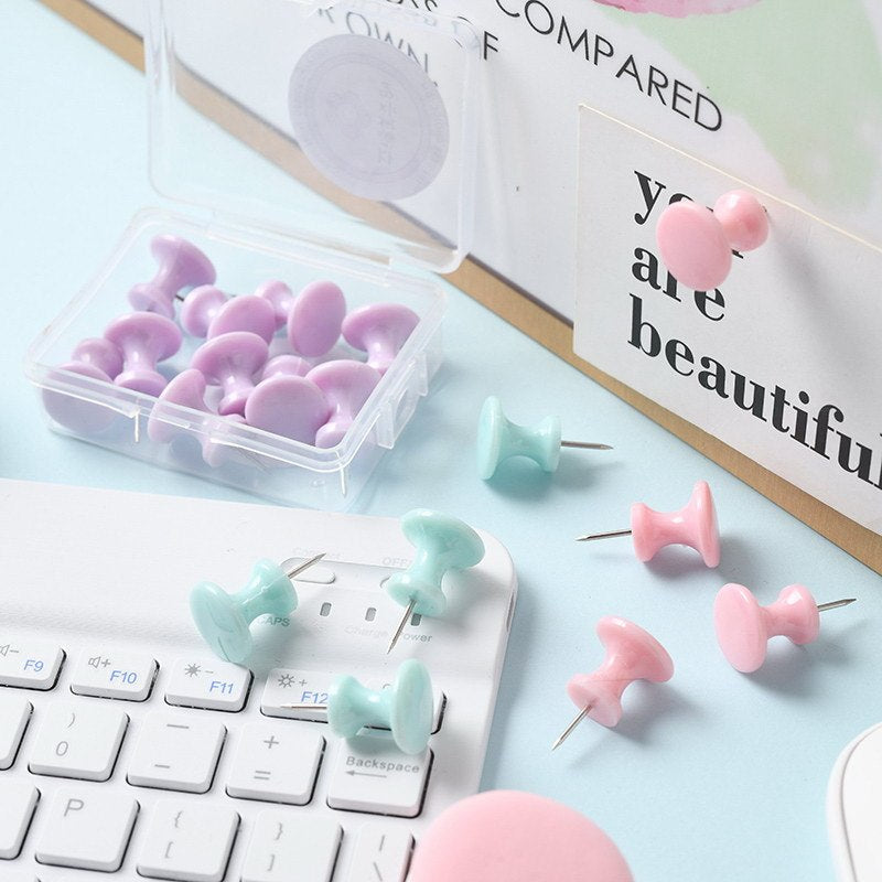 Macaron Color Plastic Push Pins – Small and Large Sizes