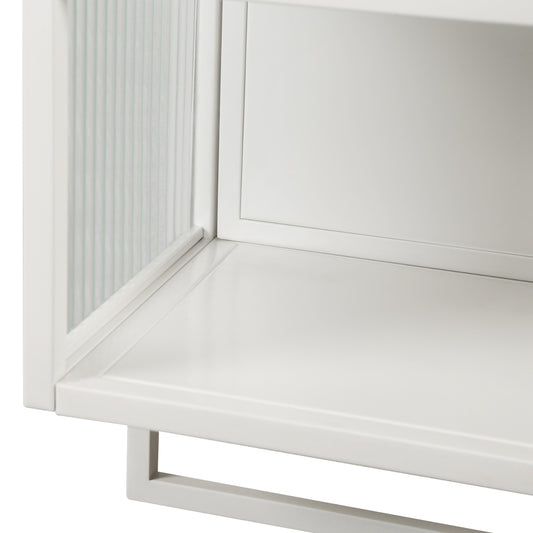Modern Two-Door Wall Cabinet with Glass Doors and Open Shelf – Stylish & Functional