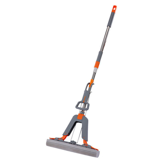 Gray and orange floor cleaning tool on a white background