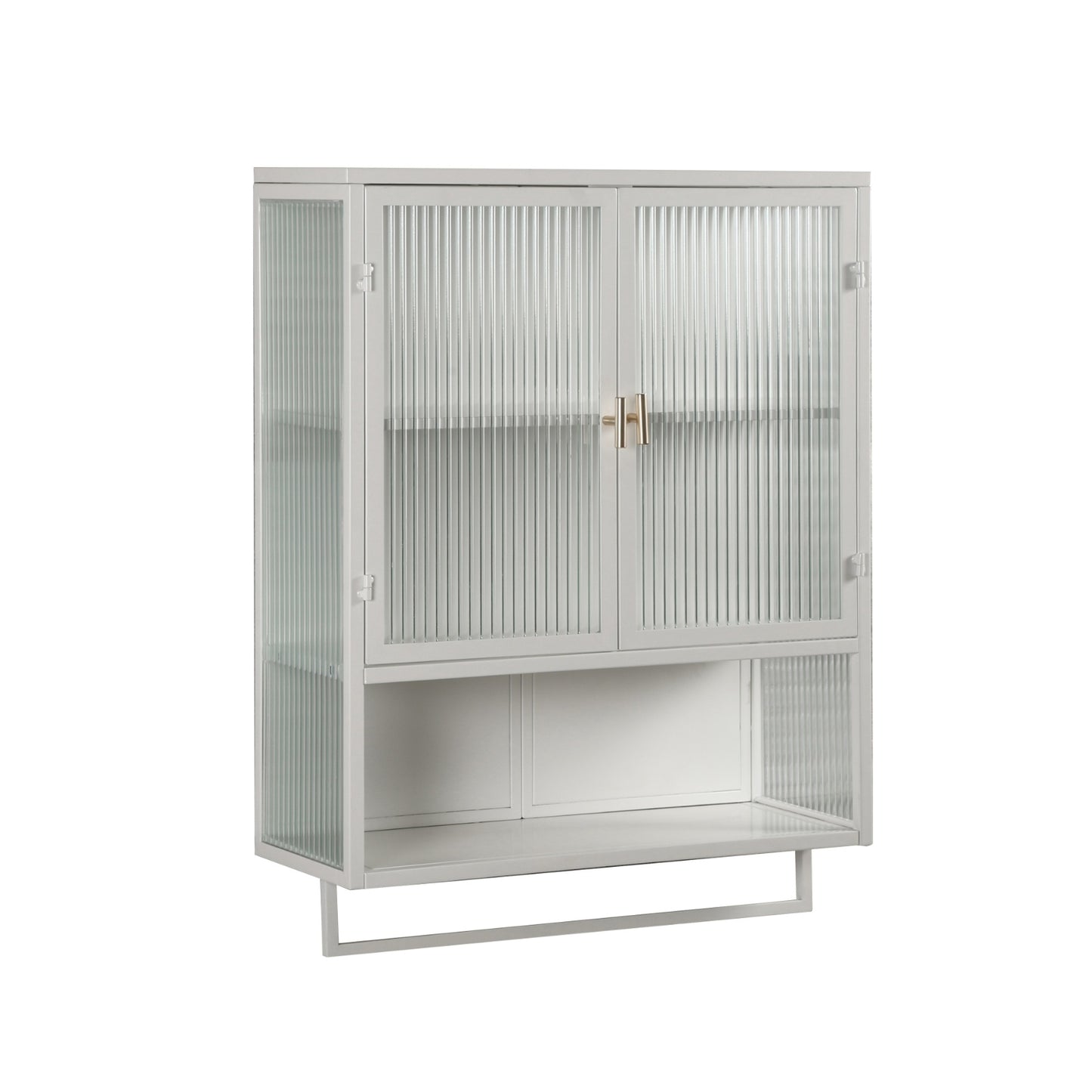 Modern Two-Door Wall Cabinet with Glass Doors and Open Shelf – Stylish & Functional