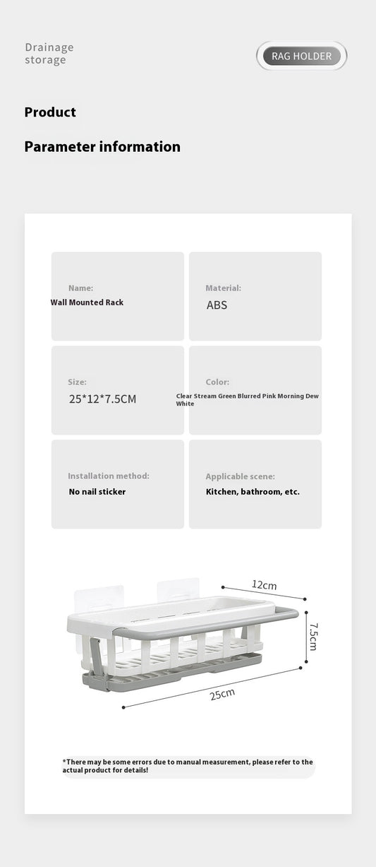 Ondaum Retractable Punch-free Kitchen Storage Wall-mounted Draining Basket & Seasoning Rack
