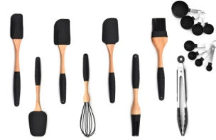 Silicone and Wooden Handle Kitchen Utensil Set