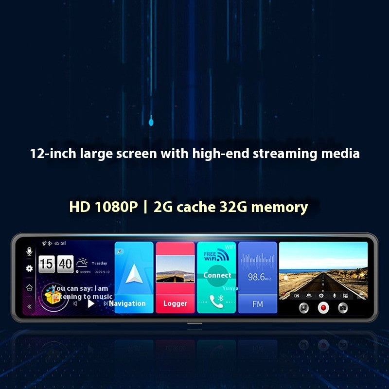 Rearview Mirror Dash Cam with 12 Inch 2.5K Display