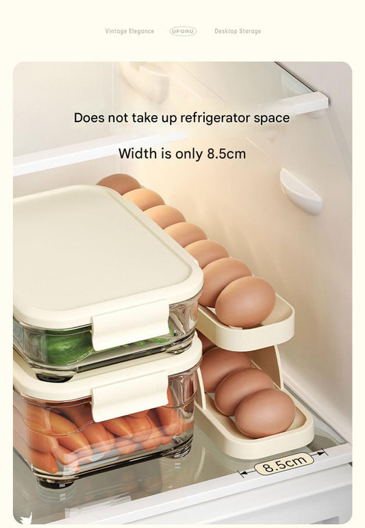 Household Kitchen Egg Storage Box Double-layer Slide Type Automatic Egg Carton For The Side Door Of A Large-capacity Refrigerator