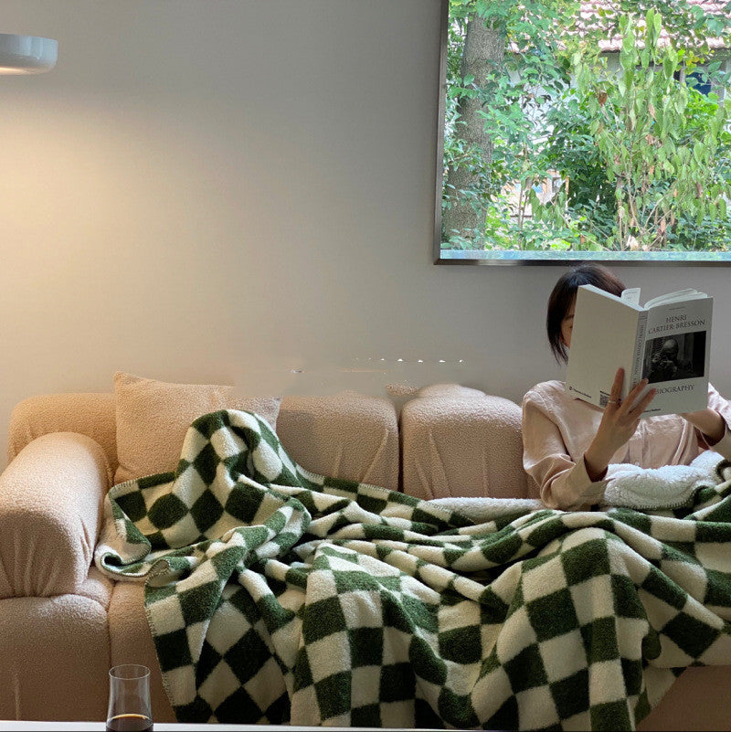 Ondaum Designer Treasure Single Autumn and Winter Checkerboard Handmade Blanket
