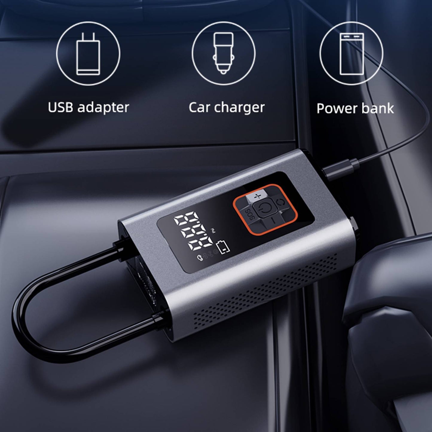 9-Function Digital Portable Tire Inflator , Air Compressor With LED Display