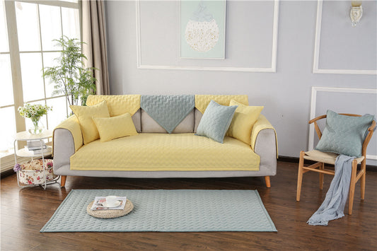 Plush Non-Slip Quilted Sofa Cushion – Solid Color