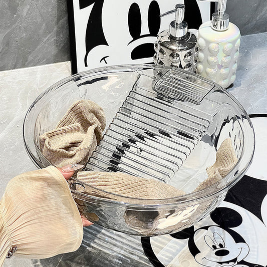 One-piece Plastic Thickened Laundry Basin With Washboard